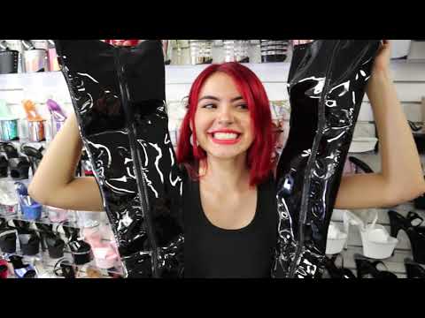 Review Try Out Pleaser Black Shiny 5 Inch Single Sole Thigh High Boots Unboxing With Victoria