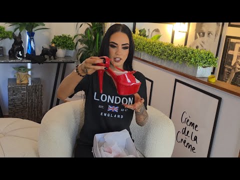 Rose Unboxes Shiny Red 6 Inch High Heel Platform Shoes With Quick Fasten Buckle and Open Toe