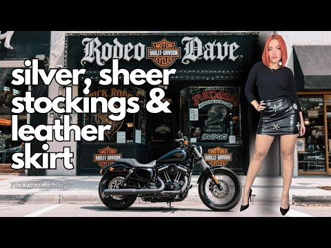 Sheer Silver Stockings ✨ & Leather Skirt 🎸