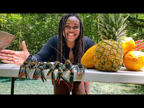 SOLO HUNT FOR CRAYFISH – Outdoor Cooking #asmr #jamaica #fishing