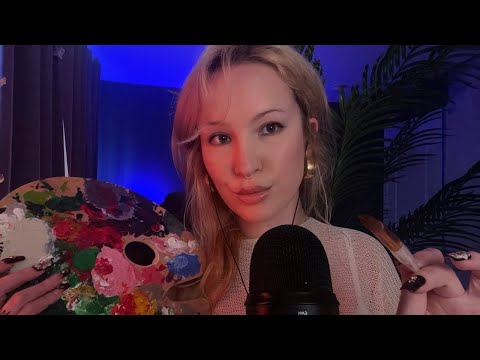 Spit painting with glitter & paint brushes | Tingle Master ASMR