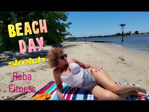 Stretch to the sounds of the waves🌊at the Beach🏖️with Reba on the Road Fitness | ASMR
