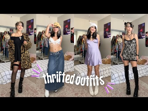 STYLING THRIFTED CLOTHES!! Style a lingerie slip, cheetah coat, & more with me!