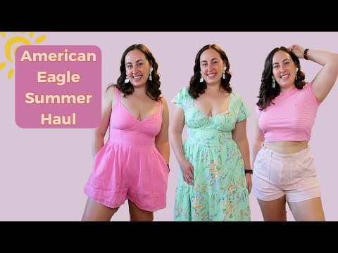 Summer 2023 American Eagle Try On Haul | Wedding Guest Dress, Romper, + Shorts!