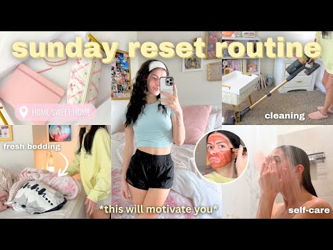 SUNDAY RESET ROUTINE| cleaning, fresh bedding & self care 🧖‍♀️🫧🛁