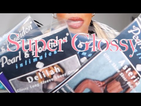 SUPER GLOSSY CROTCHLESS PANTYHOSE Pearl and Poseidon Try on and review