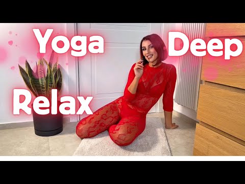 Take a Pause with Mia 💛 Simple Yoga Flow In A Transparent See Trough Red Lingerie.