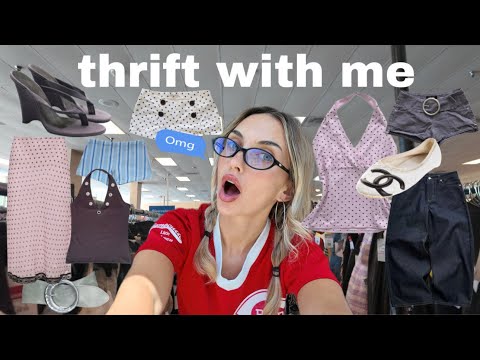 THRIFT WITH ME 🎧ྀི ( vintage 00s, chic, cool girl, pinterest inspired outfits + more)