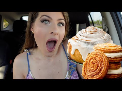 Trying Cinnabon's New Churro Swirl 😋 Messy Cinnabon Mukbang
