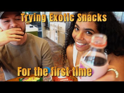 Trying exotic snacks for the first time