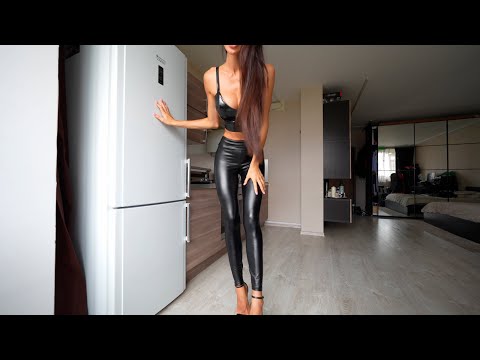 trying on new leather trousers from calcedonia