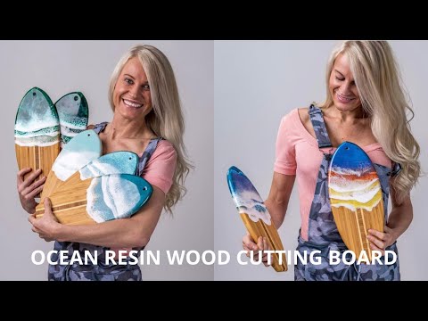 TUTORIAL // DIY Epoxy Resin Ocean Waves surfboard / cheese plate