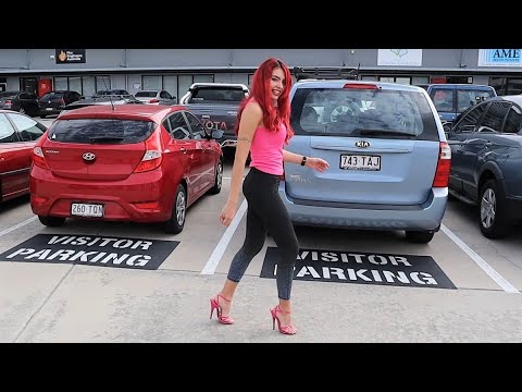 Victoria Tries Out Pleaser Strappy Pink 6 Inch Single Sole High Heel Shoes With Test Walking