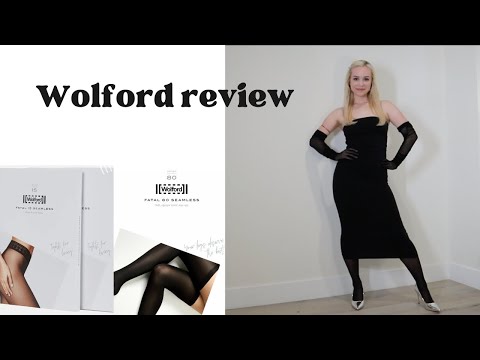 Wolford review & try on haul! Fatal dress, 15 denier seamless tights, 80 denier stay up stockings.