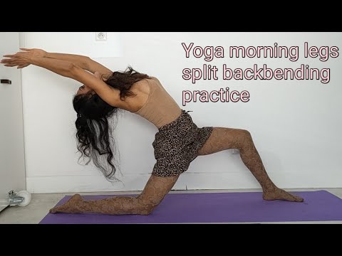 Yoga morning legs split, backbending, practice.