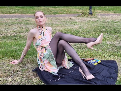 4K Emma Kroos PART 3 Trailer Nylon  Glossy Black Pantyhose Pink Lemon Dress Beige Pink Glossy Heels