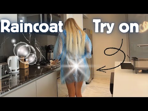 [4K] Raincoat Try-On | Trying It on with a Mini Tight Bikini
