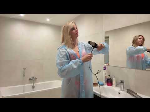 [4K] Transparent Raincoat Try-On & Cleaning Tutorial | Bathroom Cleaning Tips