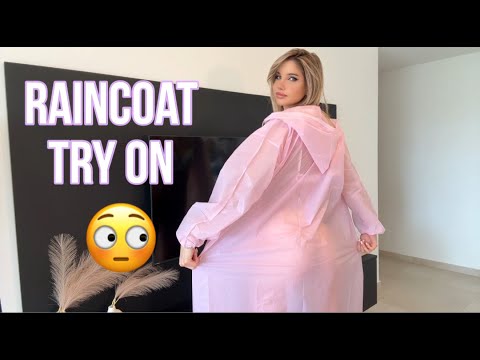 4K Try on Pink raincoat