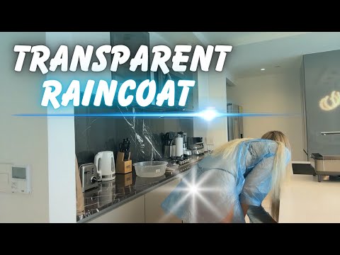 [4K USA] Raincoat Try On | Table Cleaning in See-Through Dress | Get Ready with Me!