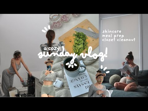 a cozy sunday vlog! ☀️☕️ skincare, meal prep & closet cleanout!
