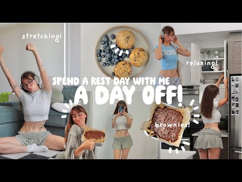 a day off vlog 🥐🎧 resting, baking, & stretching!
