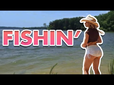 AT A LAKE FISHING ON A BANK!