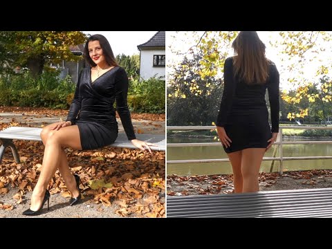 Black Velvet Dress, Tights & High Heels | Kats little world