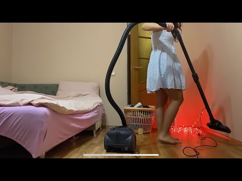 Cleaning up the room: asmr sounds, vacuum cleaning, relax, work with me, night routine, living alone
