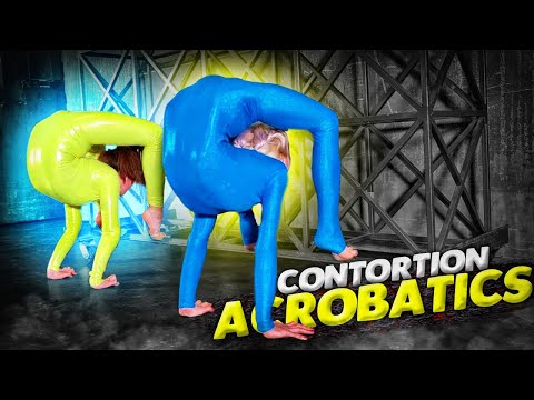 Contortion Acrobatics. Pair Stretching. Flexshow.