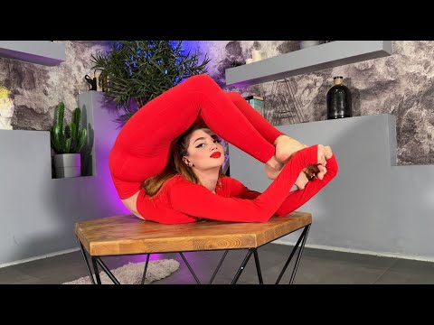 Contortion on the Table. Flexible Girl Ella. Flexshow