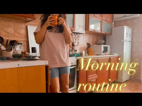 Cozy morning routine, jazz music, cooking breakfast