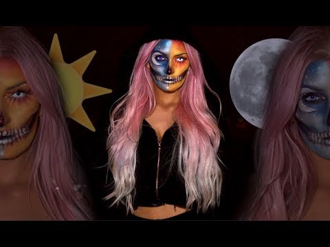 ☀️ SUN & MOON 🌙 SKULL HALLOWEEN MAKEUP 2019