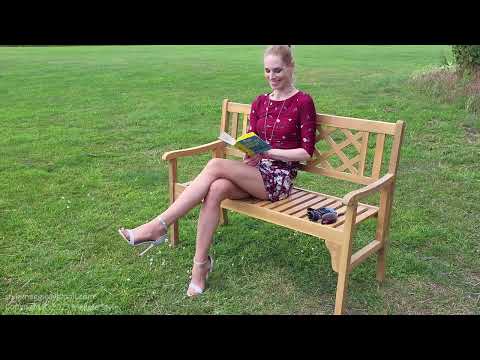 Emma Kroos Trailer 2 Crimson Satin Dress Nylon Tan Pantyhose Silver Glitter Strappy Heels Review