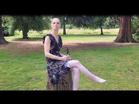 Emma Kroos Trailer PART 1 Black Flora Dress Nylon White Pantyhose Black Glossy Heels Review