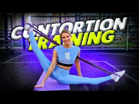 Front bend training. Ballerina contortion training. Yoga poses and oversplit stretching. Flexshow