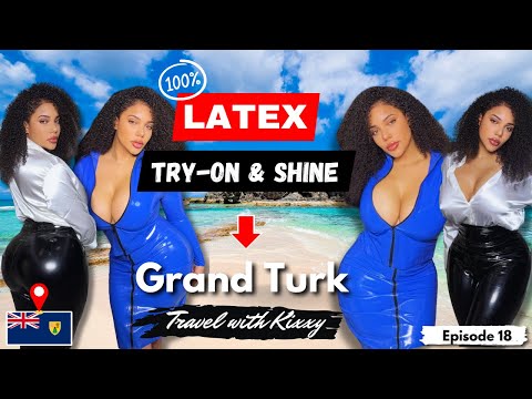 Grand Turk  Travel Vlog & Latex Shirt & Latex Skirt, Vinyl Leggings Satin Blouse Try On | Golf Cart