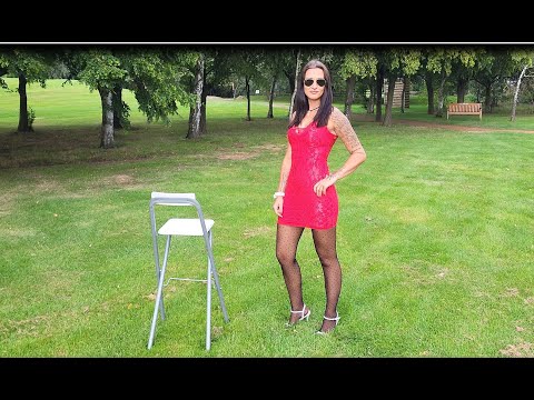 Klaudia Rosa TRAILER 1 Red Lace Dress Nylon Black Polka Dot Pantyhose Silver Glitter Heels Review
