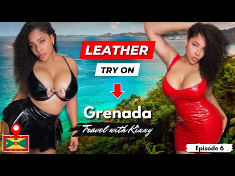 Leather Coat Skirt Top Try on x Grenada 🇬🇩 Spice Market Garden, Grand Etang Volcano, Annandale Falls