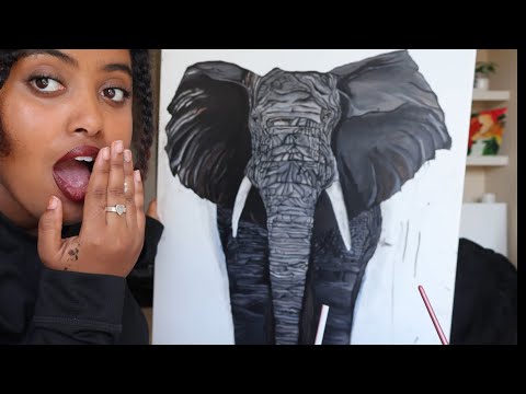 Paint with me | Painting a realistic elephant | 4 days of painting | Acrylic