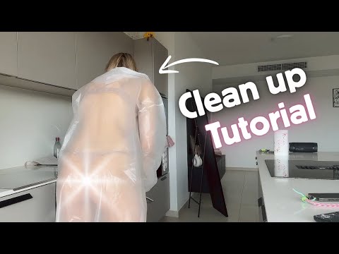 Raincoat Try On | Kitchen Cleaning in See-Through Dress | Get Ready with me!