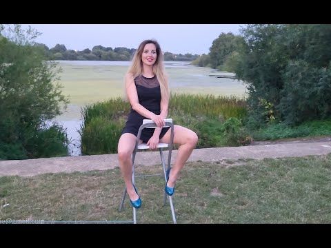 Rina Heart TRAILER Black Short Dress Nylon Tan 20 Den Pantyhose Aquamarine Glossy Heels Review