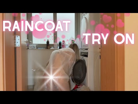 Transparent Raincoat Try On Haul with Aly💫4K USA