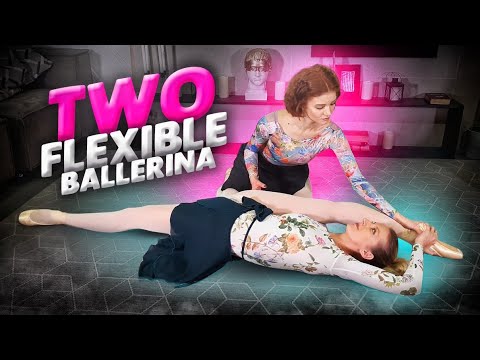 Two flexible ballerina. Stretching routines. Contortion workout. Flexshow